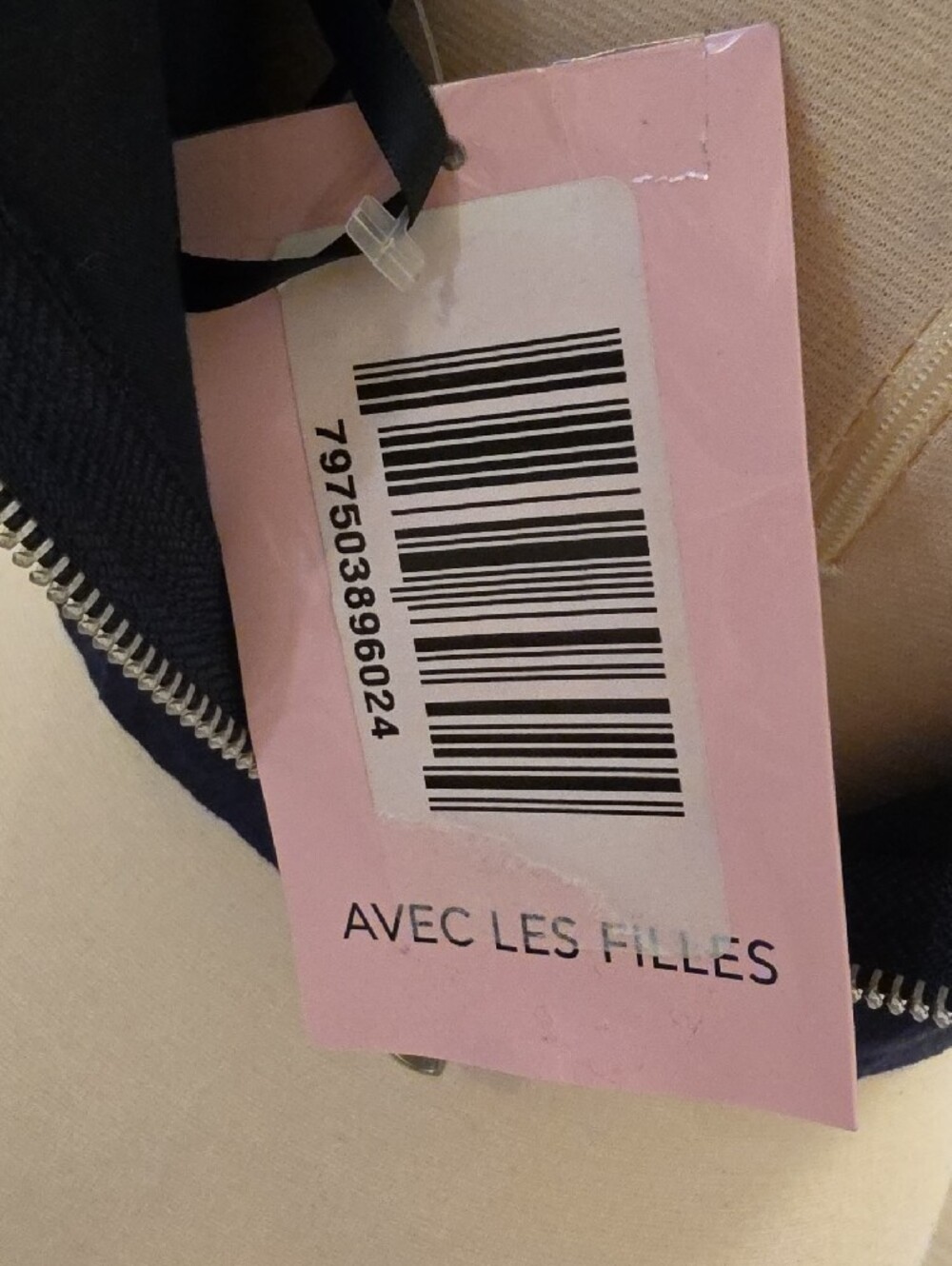 Avec Les Filles linen blend Navy Crop Top with White Trim size 6 new with tags - Picture 9 of 10